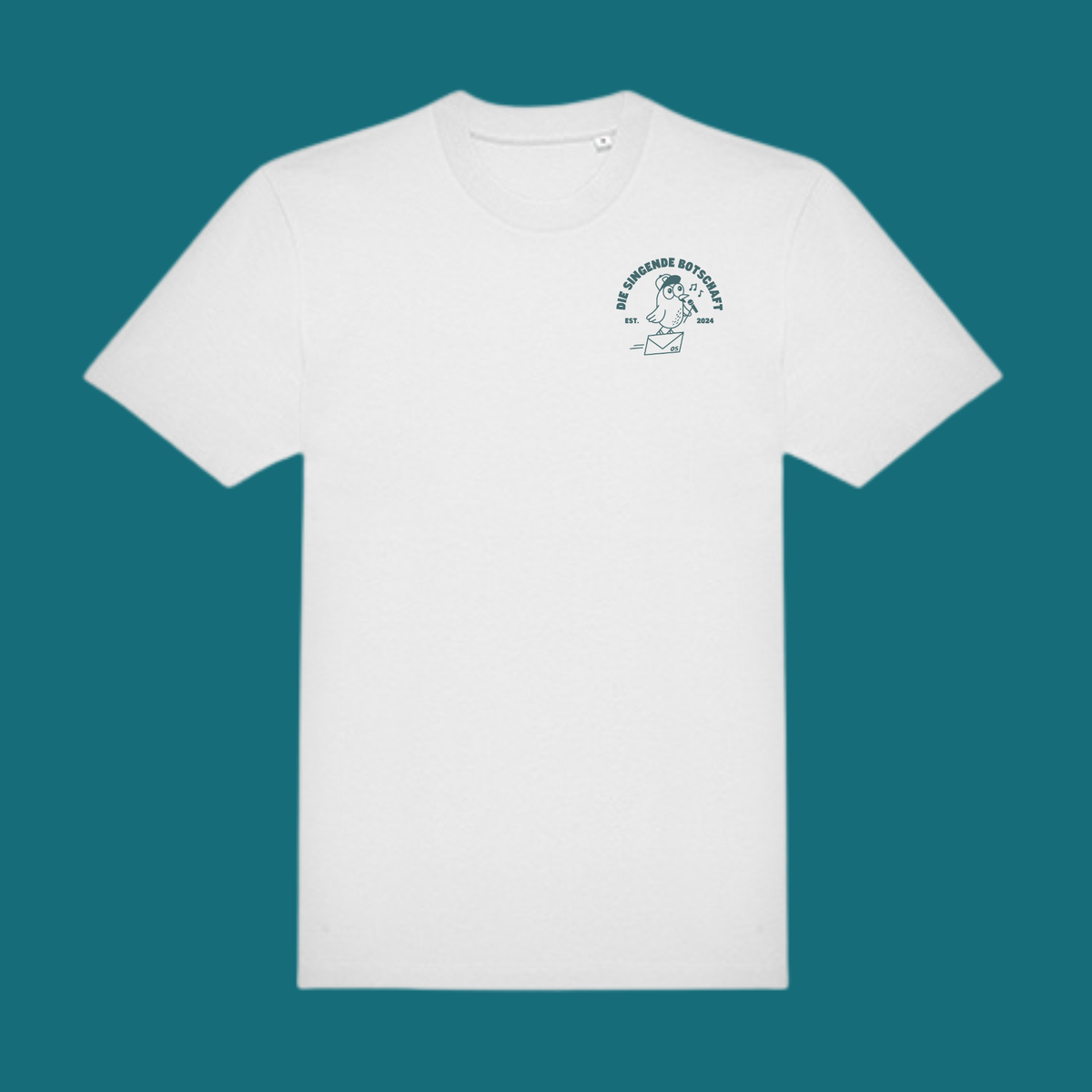 Shirt White/Amalfi Green „Die singende Botschaft“
