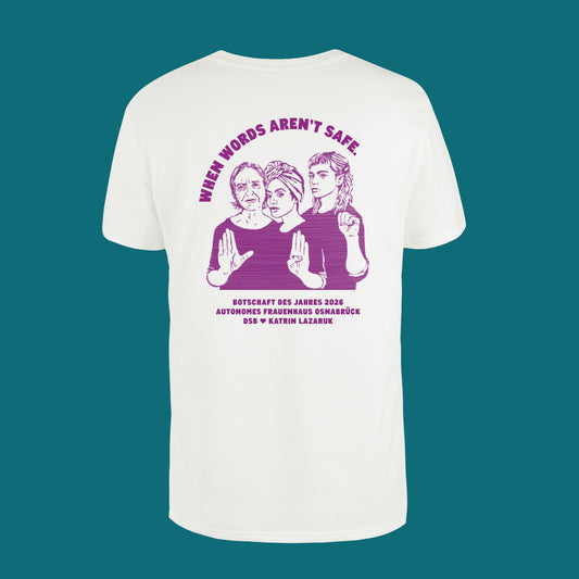 Shirt Offwhite/Botschaft des Jahres 2026 „Die singende Botschaft“. VORBESTELLUNG. Versand/Abholung ab 29.7.26.